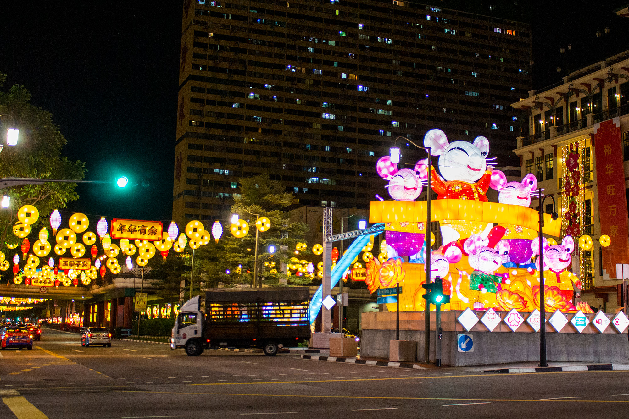 シンガポールのチャイナタウンの旧正月の装飾